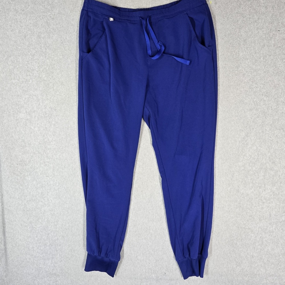 FIGS Women Scrub Pants L Blue Cargo Pants Jogger 29" Inseam Logo Stretch Pockets